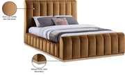 Amara Velvet Upholstered Queen Bed in Saddle - AmaraSaddle-Q