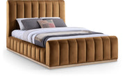 Amara Velvet Upholstered Queen Bed in Saddle - AmaraSaddle-Q