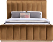 Amara Velvet Upholstered Queen Bed in Saddle - AmaraSaddle-Q