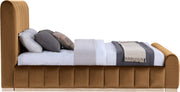 Amara Velvet Upholstered Queen Bed in Saddle - AmaraSaddle-Q
