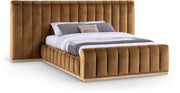 Amara Velvet Upholstered Queen Bed in Saddle - AmaraSaddle-Q117