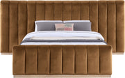 Amara Velvet Upholstered Queen Bed in Saddle - AmaraSaddle-Q117