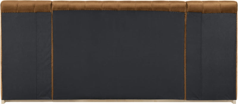 Amara Velvet Upholstered Queen Bed in Saddle - AmaraSaddle-Q117