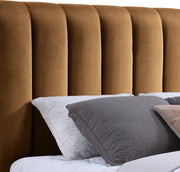 Amara Velvet Upholstered Queen Bed in Saddle - AmaraSaddle-Q117