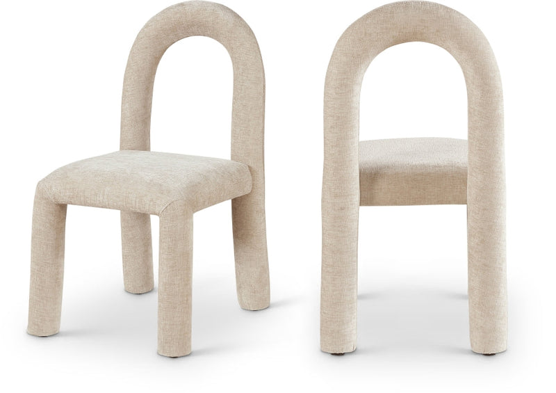 Amari Chenille Fabric Upholstered Dining Chair in Beige, Set of 2 - 11061Beige-C
