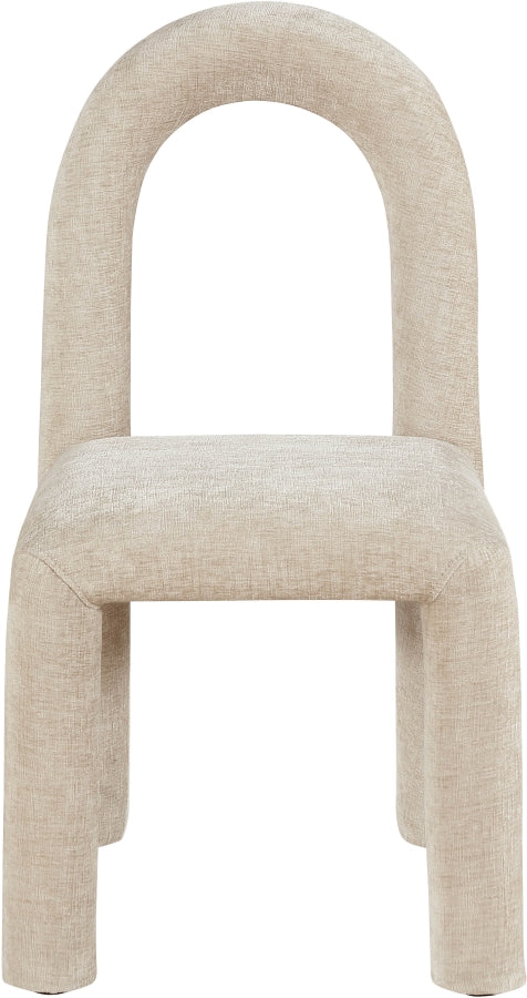 Amari Chenille Fabric Upholstered Dining Chair in Beige, Set of 2 - 11061Beige-C