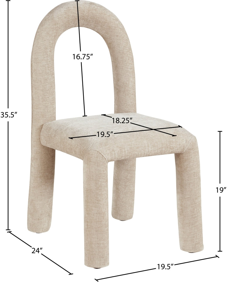 Amari Chenille Fabric Upholstered Dining Chair in Beige, Set of 2 - 11061Beige-C