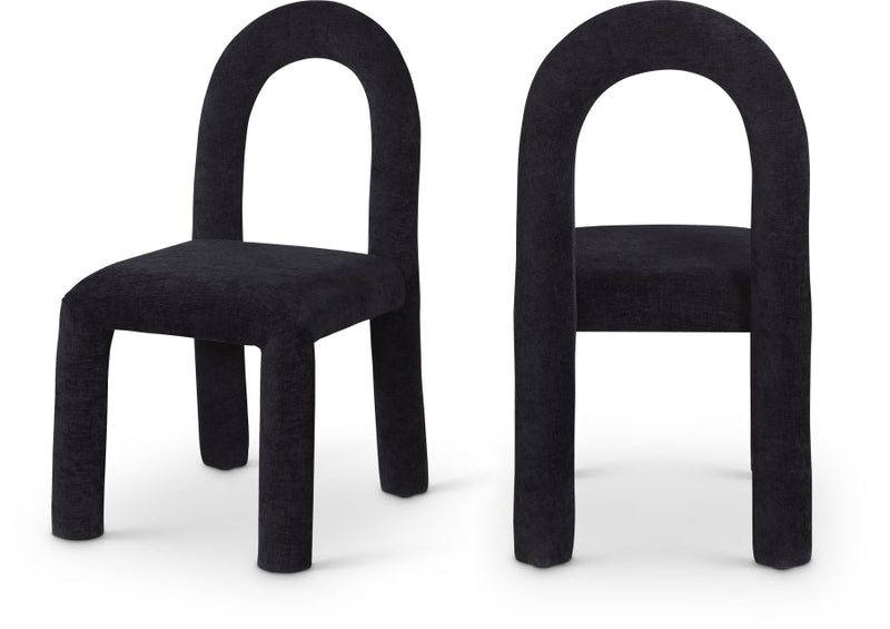 Amari Chenille Fabric Upholstered Dining Chair in Black, Set of 2 - 11061Black-C