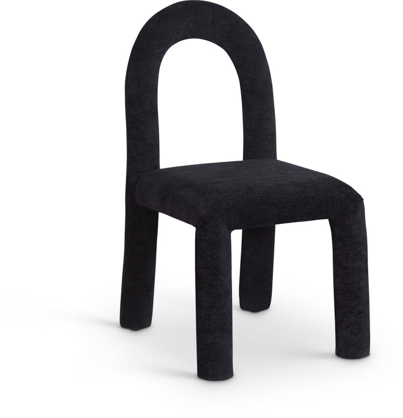 Amari Chenille Fabric Upholstered Dining Chair in Black, Set of 2 - 11061Black-C