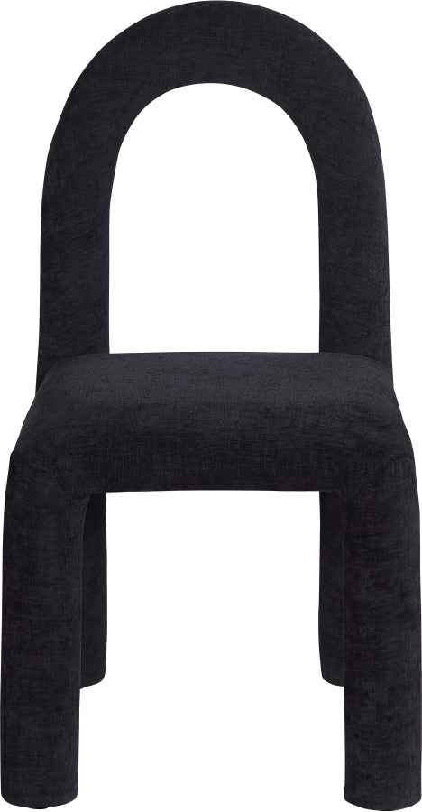 Amari Chenille Fabric Upholstered Dining Chair in Black, Set of 2 - 11061Black-C