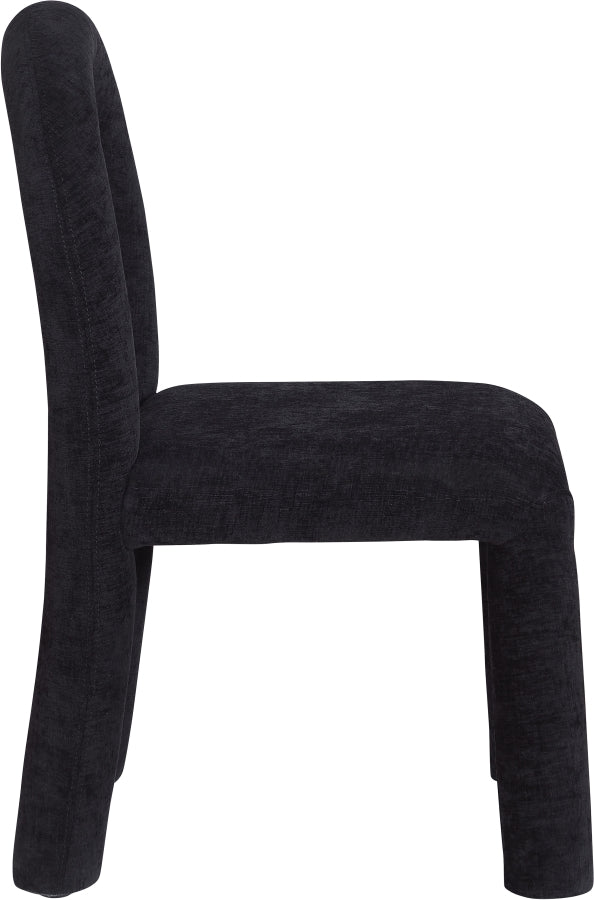 Amari Chenille Fabric Upholstered Dining Chair in Black, Set of 2 - 11061Black-C
