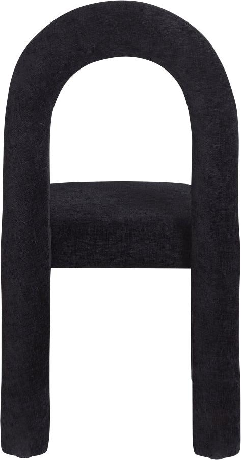 Amari Chenille Fabric Upholstered Dining Chair in Black, Set of 2 - 11061Black-C