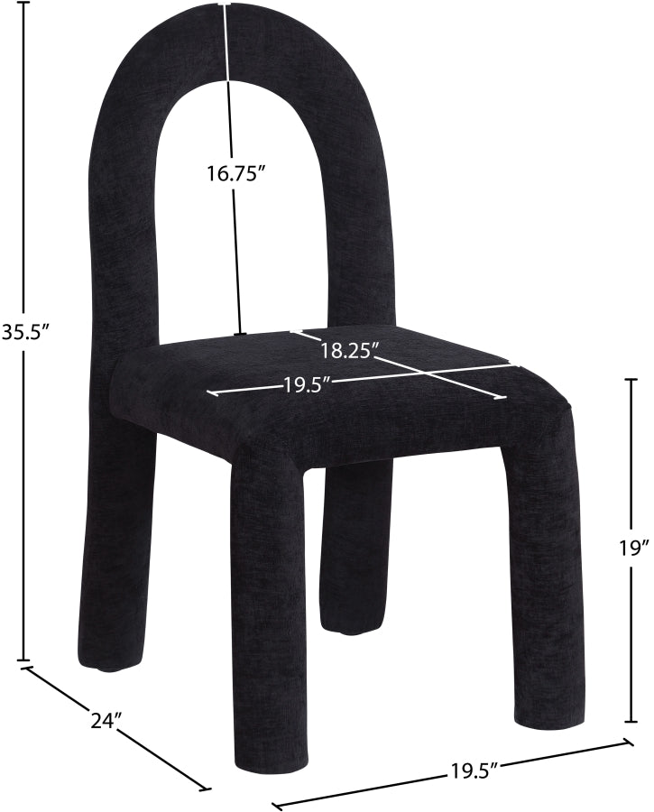 Amari Chenille Fabric Upholstered Dining Chair in Black, Set of 2 - 11061Black-C
