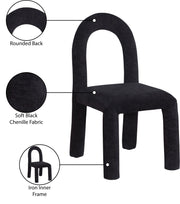Amari Chenille Fabric Upholstered Dining Chair in Black, Set of 2 - 11061Black-C
