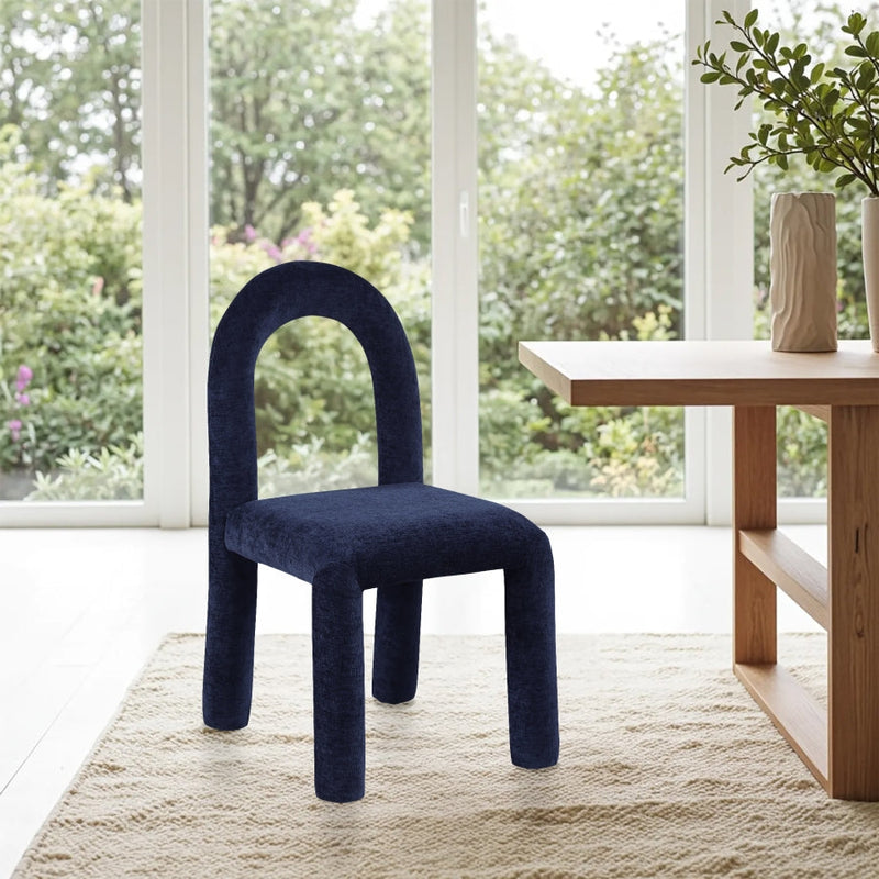 Amari Chenille Fabric Upholstered Dining Chair in Blue, Set of 2 - 11061Navy-C