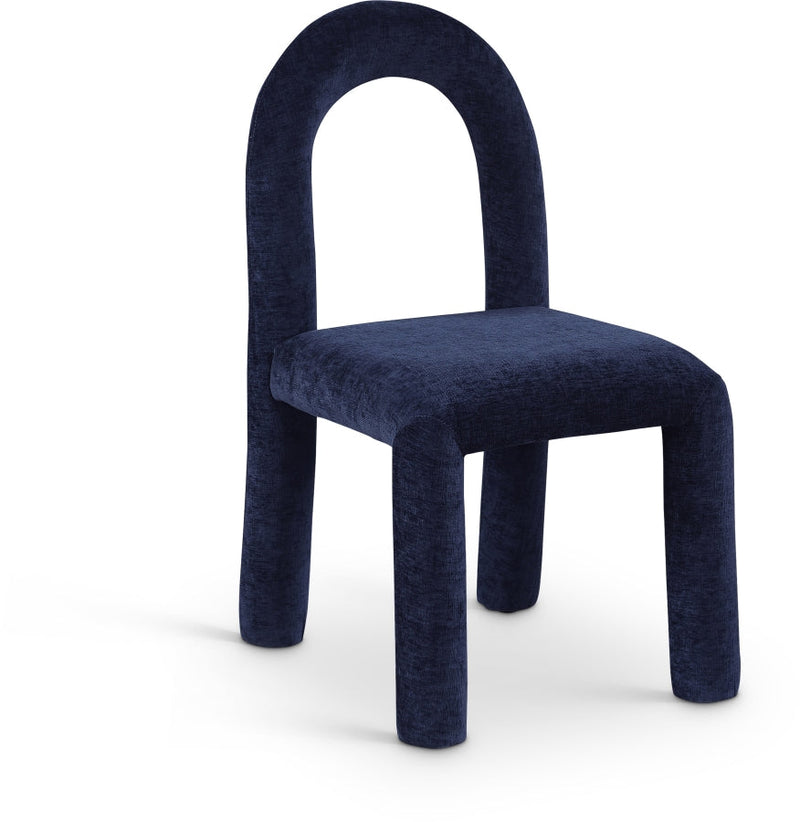 Amari Chenille Fabric Upholstered Dining Chair in Blue, Set of 2 - 11061Navy-C