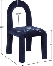 Amari Chenille Fabric Upholstered Dining Chair in Blue, Set of 2 - 11061Navy-C