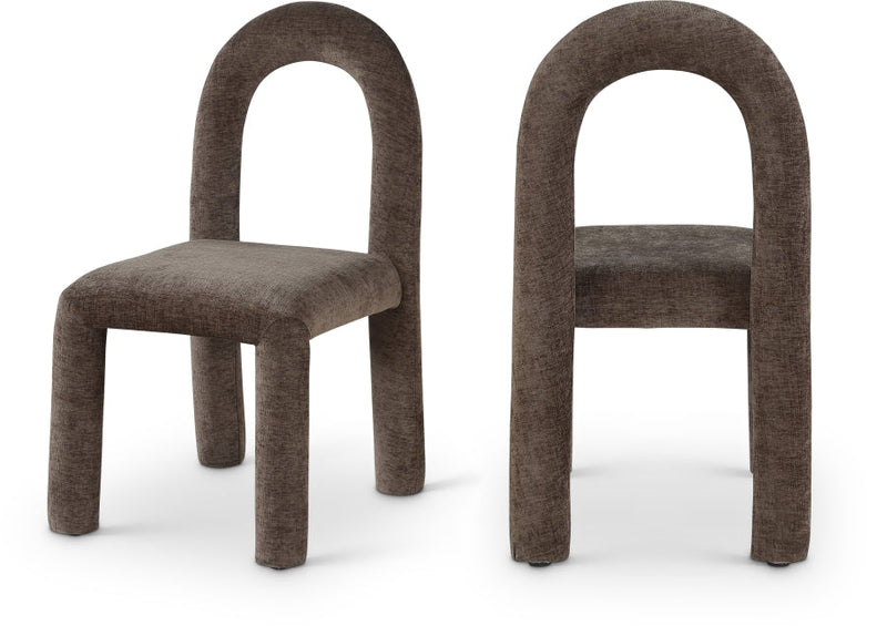 Amari Chenille Fabric Upholstered Dining Chair in Brown, Set of 2 - 11061Brown-C
