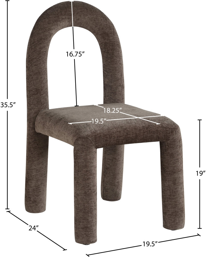 Amari Chenille Fabric Upholstered Dining Chair in Brown, Set of 2 - 11061Brown-C