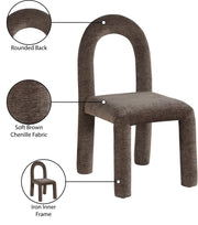 Amari Chenille Fabric Upholstered Dining Chair in Brown, Set of 2 - 11061Brown-C