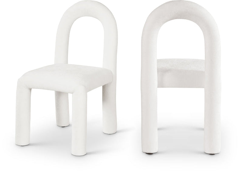 Amari Chenille Fabric Upholstered Dining Chair in Cream, Set of 2 - 11061Cream-C