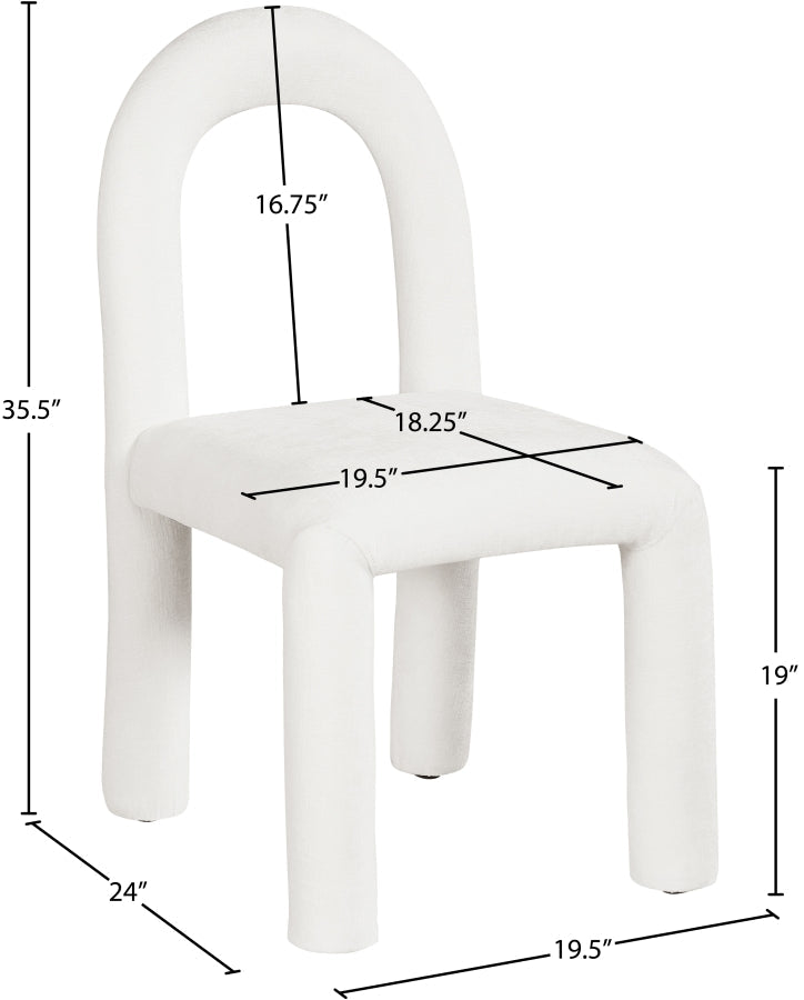 Amari Chenille Fabric Upholstered Dining Chair in Cream, Set of 2 - 11061Cream-C