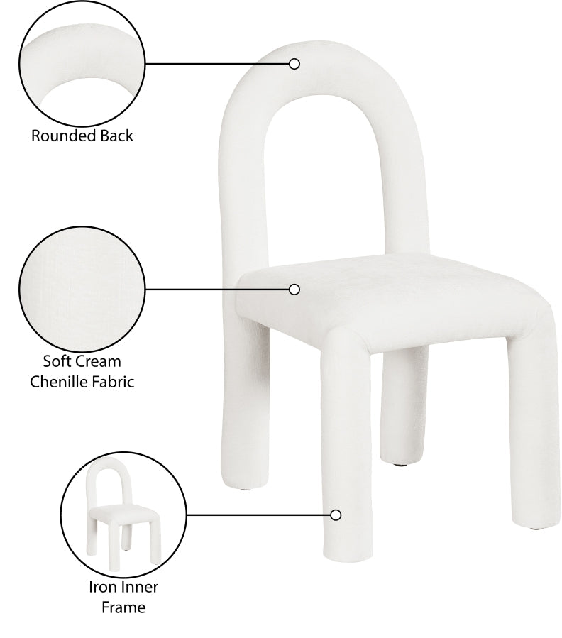 Amari Chenille Fabric Upholstered Dining Chair in Cream, Set of 2 - 11061Cream-C