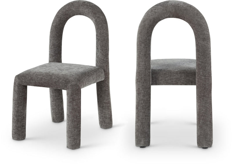 Amari Chenille Fabric Upholstered Dining Chair in Grey, Set of 2 - 11061Grey-C