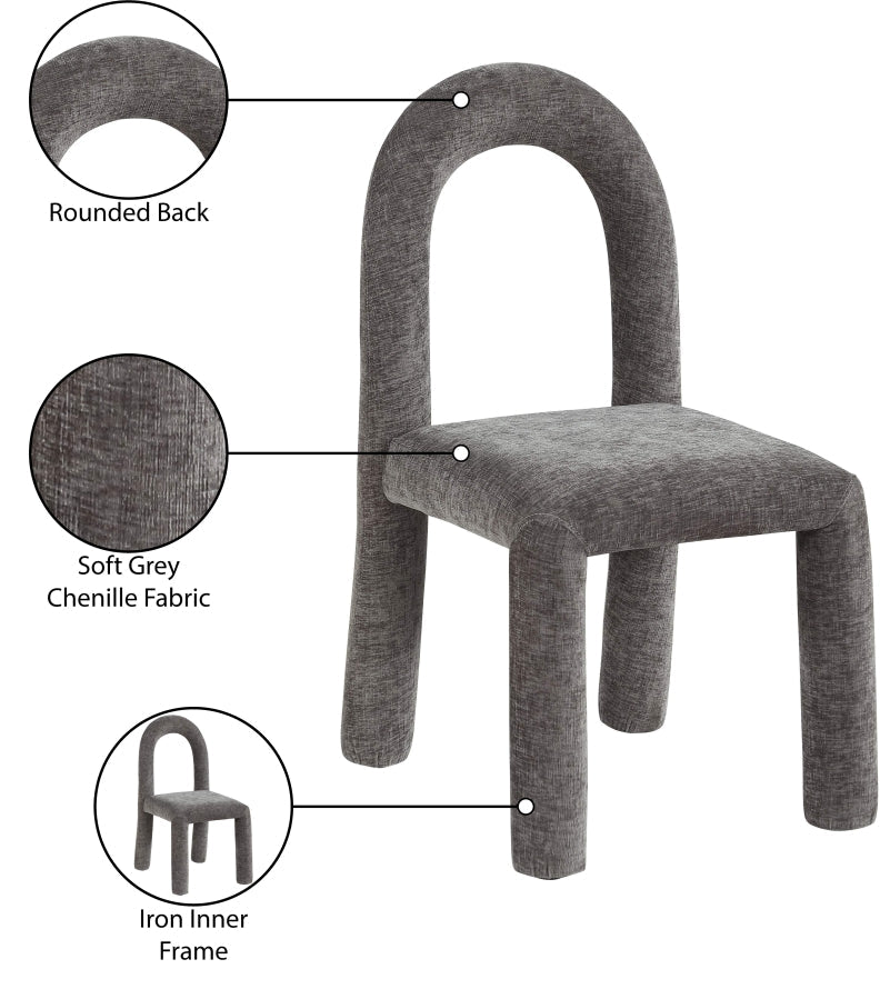 Amari Chenille Fabric Upholstered Dining Chair in Grey, Set of 2 - 11061Grey-C