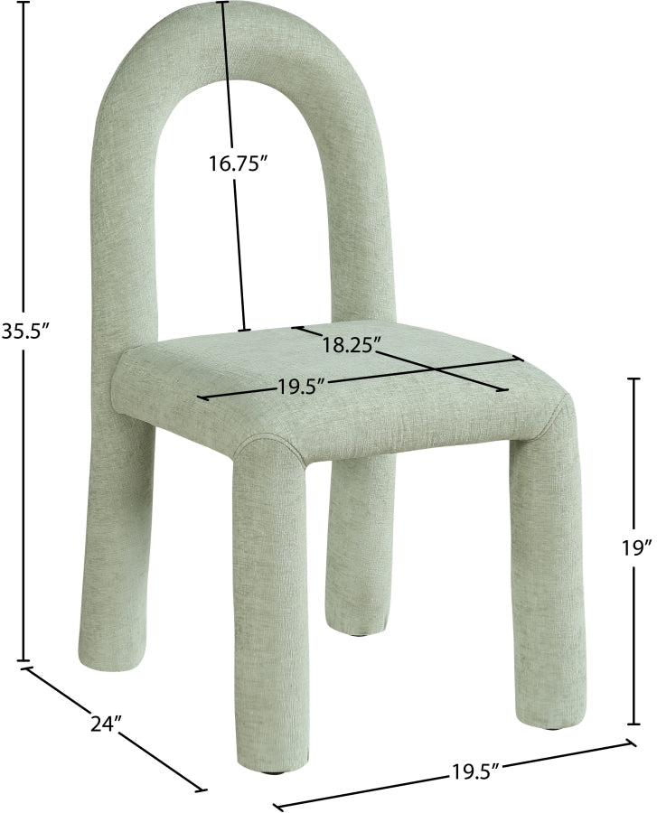 Amari Chenille Fabric Upholstered Dining Chair in Mint, Set of 2 - 11061Mint-C