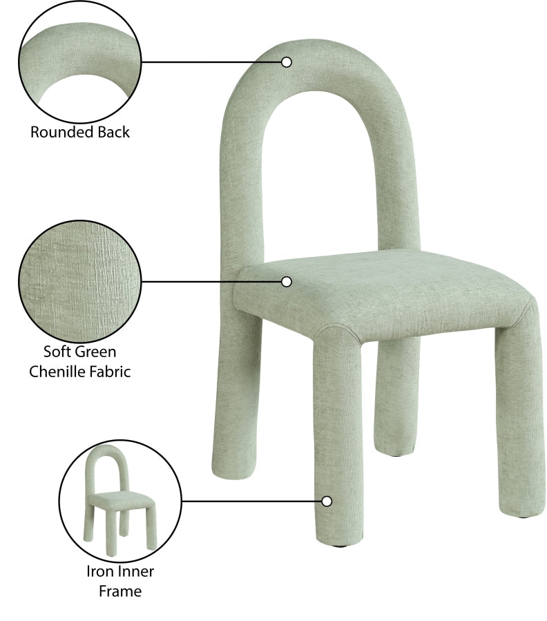 Amari Chenille Fabric Upholstered Dining Chair in Mint, Set of 2 - 11061Mint-C