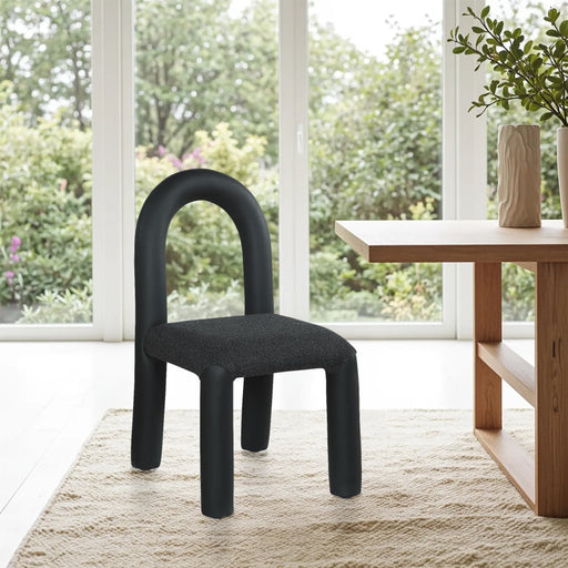 Amari Vegan Leather and Boucle Fabric Upholstered Dining Chair in Black, Set of 2 - 11065Black-C