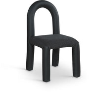 Amari Vegan Leather and Boucle Fabric Upholstered Dining Chair in Black, Set of 2 - 11065Black-C