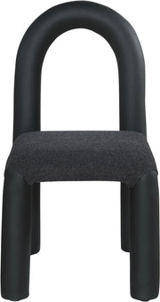 Amari Vegan Leather and Boucle Fabric Upholstered Dining Chair in Black, Set of 2 - 11065Black-C