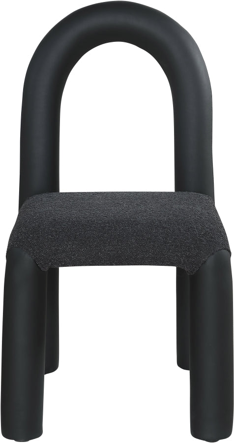 Amari Vegan Leather and Boucle Fabric Upholstered Dining Chair in Black, Set of 2 - 11065Black-C