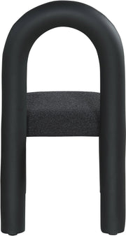 Amari Vegan Leather and Boucle Fabric Upholstered Dining Chair in Black, Set of 2 - 11065Black-C