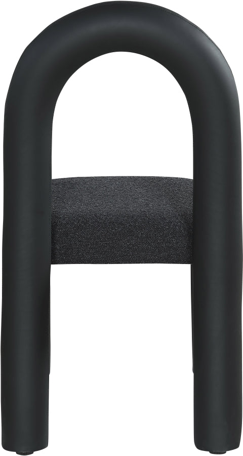 Amari Vegan Leather and Boucle Fabric Upholstered Dining Chair in Black, Set of 2 - 11065Black-C