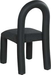 Amari Vegan Leather and Boucle Fabric Upholstered Dining Chair in Black, Set of 2 - 11065Black-C