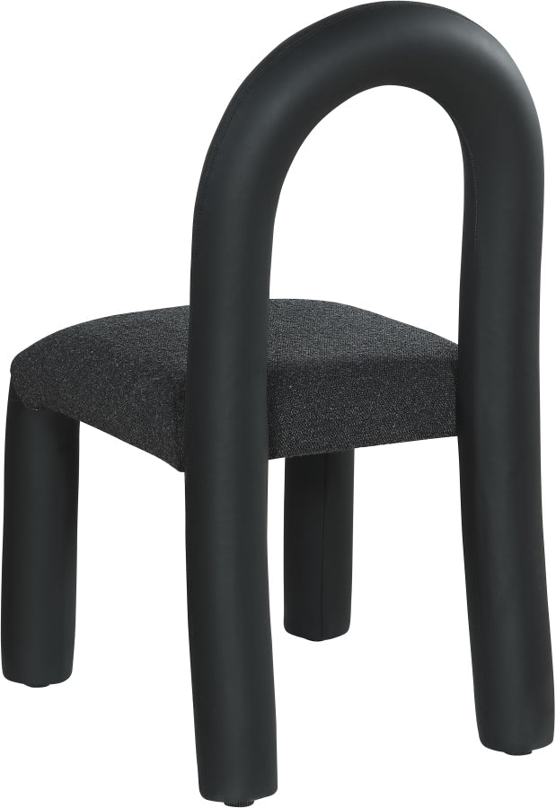 Amari Vegan Leather and Boucle Fabric Upholstered Dining Chair in Black, Set of 2 - 11065Black-C