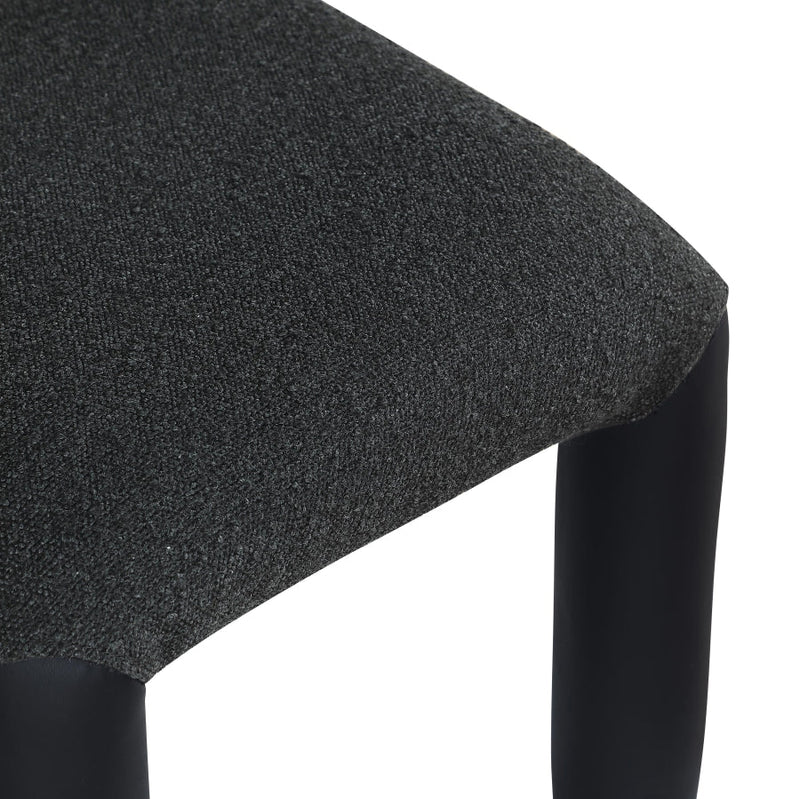 Amari Vegan Leather and Boucle Fabric Upholstered Dining Chair in Black, Set of 2 - 11065Black-C