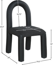 Amari Vegan Leather and Boucle Fabric Upholstered Dining Chair in Black, Set of 2 - 11065Black-C