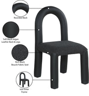 Amari Vegan Leather and Boucle Fabric Upholstered Dining Chair in Black, Set of 2 - 11065Black-C