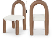 Amari Vegan Leather and Boucle Fabric Upholstered Dining Chair in Brown, Set of 2 - 11065Brown-C