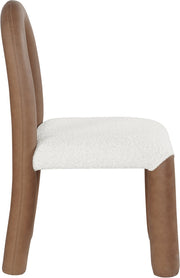 Amari Vegan Leather and Boucle Fabric Upholstered Dining Chair in Brown, Set of 2 - 11065Brown-C