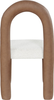 Amari Vegan Leather and Boucle Fabric Upholstered Dining Chair in Brown, Set of 2 - 11065Brown-C