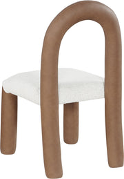 Amari Vegan Leather and Boucle Fabric Upholstered Dining Chair in Brown, Set of 2 - 11065Brown-C