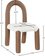 Amari Vegan Leather and Boucle Fabric Upholstered Dining Chair in Brown, Set of 2 - 11065Brown-C
