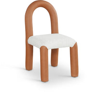 Amari Vegan Leather and Boucle Fabric Upholstered Dining Chair in Cognac, Set of 2 - 11065Cognac-C
