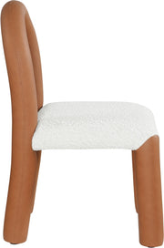 Amari Vegan Leather and Boucle Fabric Upholstered Dining Chair in Cognac, Set of 2 - 11065Cognac-C