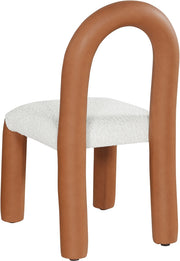 Amari Vegan Leather and Boucle Fabric Upholstered Dining Chair in Cognac, Set of 2 - 11065Cognac-C